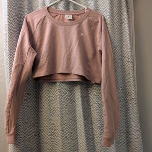 Women's Pink Cropped Long Sleeve Top